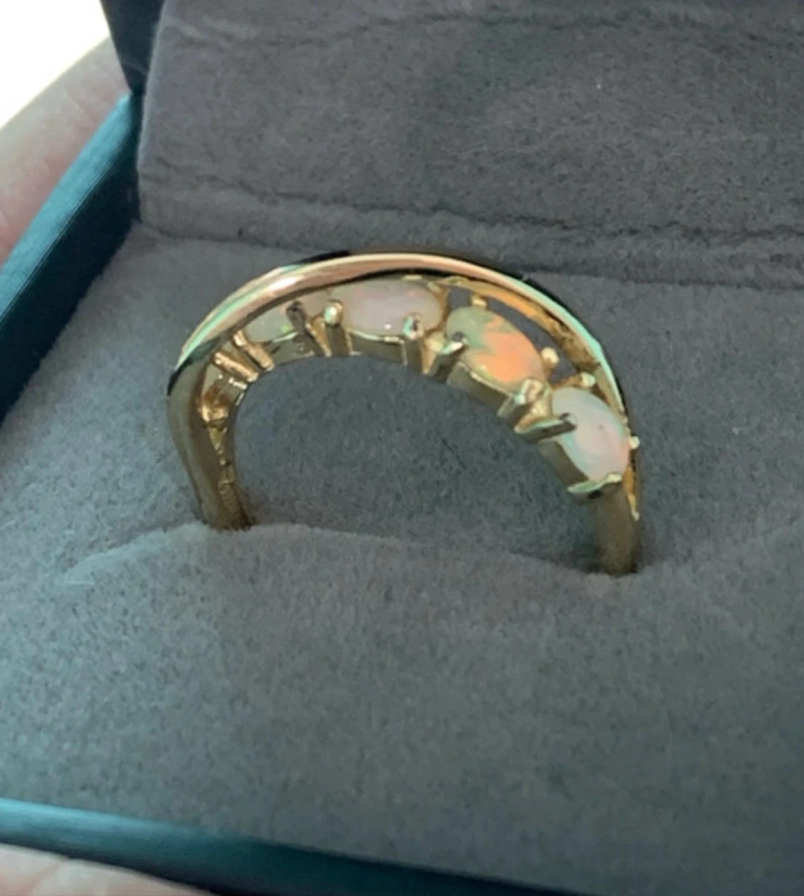 Anillo de plata 925 chapado en oro con ópalos etíopes naturales – photo 6